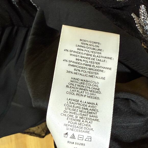 NWT Express Celestial Embroidered Silver Star Mesh Peplum Top Black V- Neck 10 - Picture 8 of 8